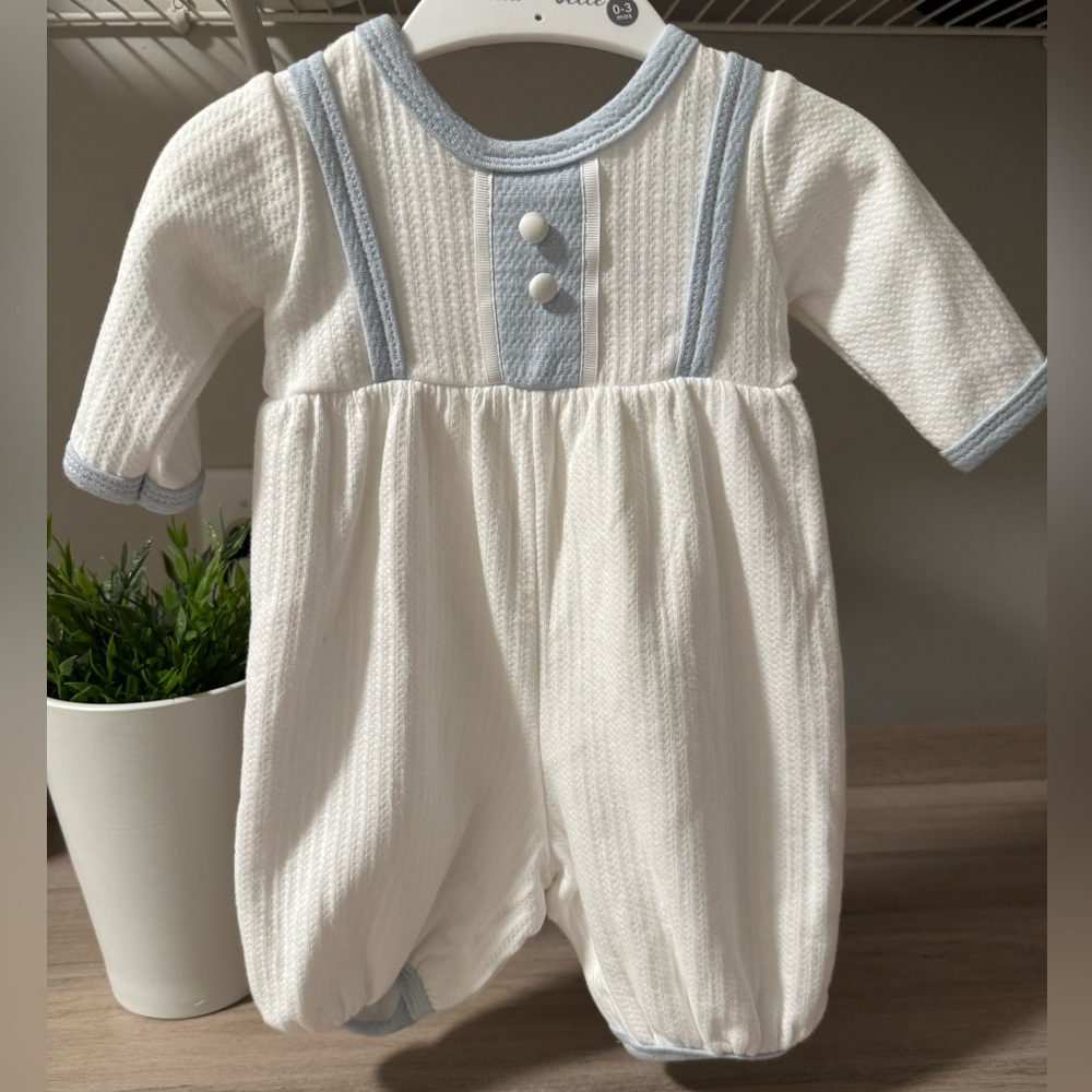 Bebe Gabrielle- Baby Boys White and Blue Romper